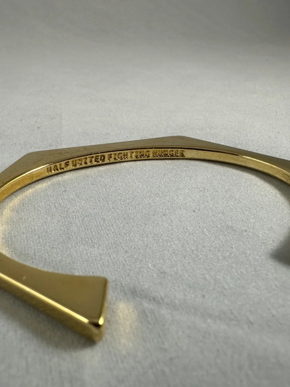 HALF UNITED Gold Geometric Hexagon Open Cuff Bangle Bracelet